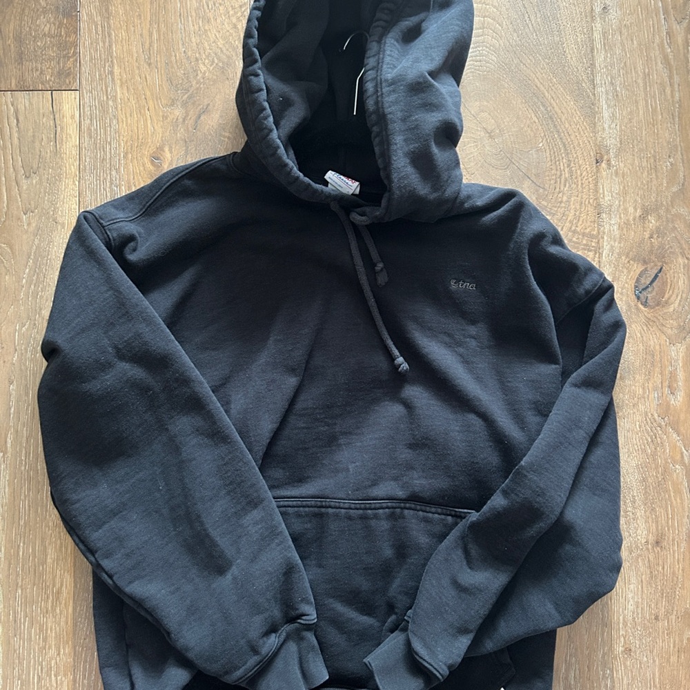 TNA FLEECE Black Pullover Hoodie Sweatshirt